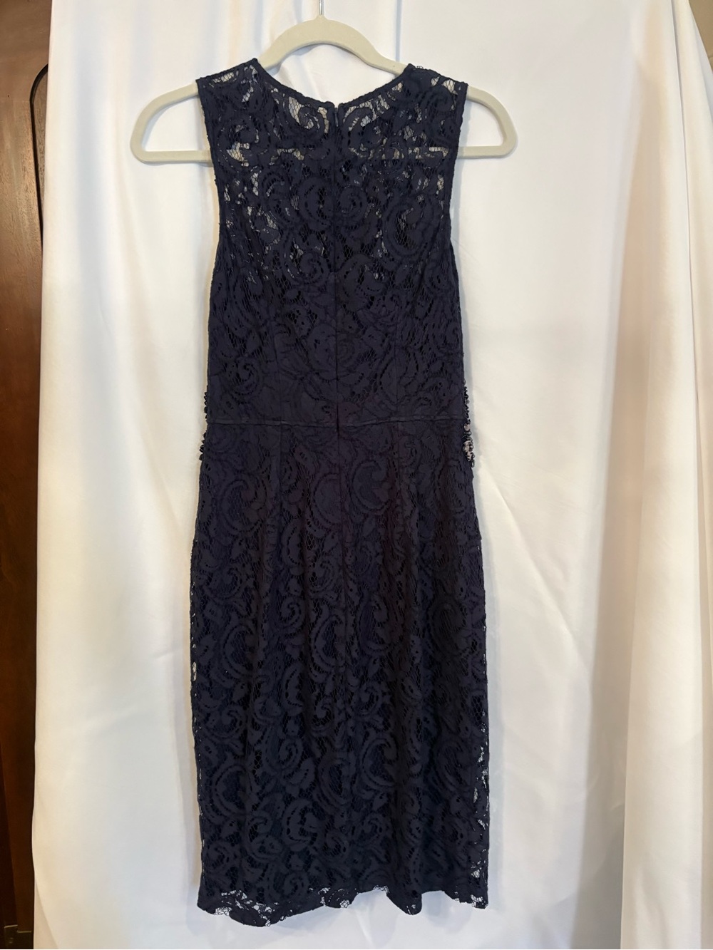 Sleeveless Navy Lace Cocktail Dress - Classic Women’s Eveningwear